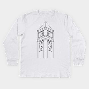 Clocktower Line Art Kids Long Sleeve T-Shirt